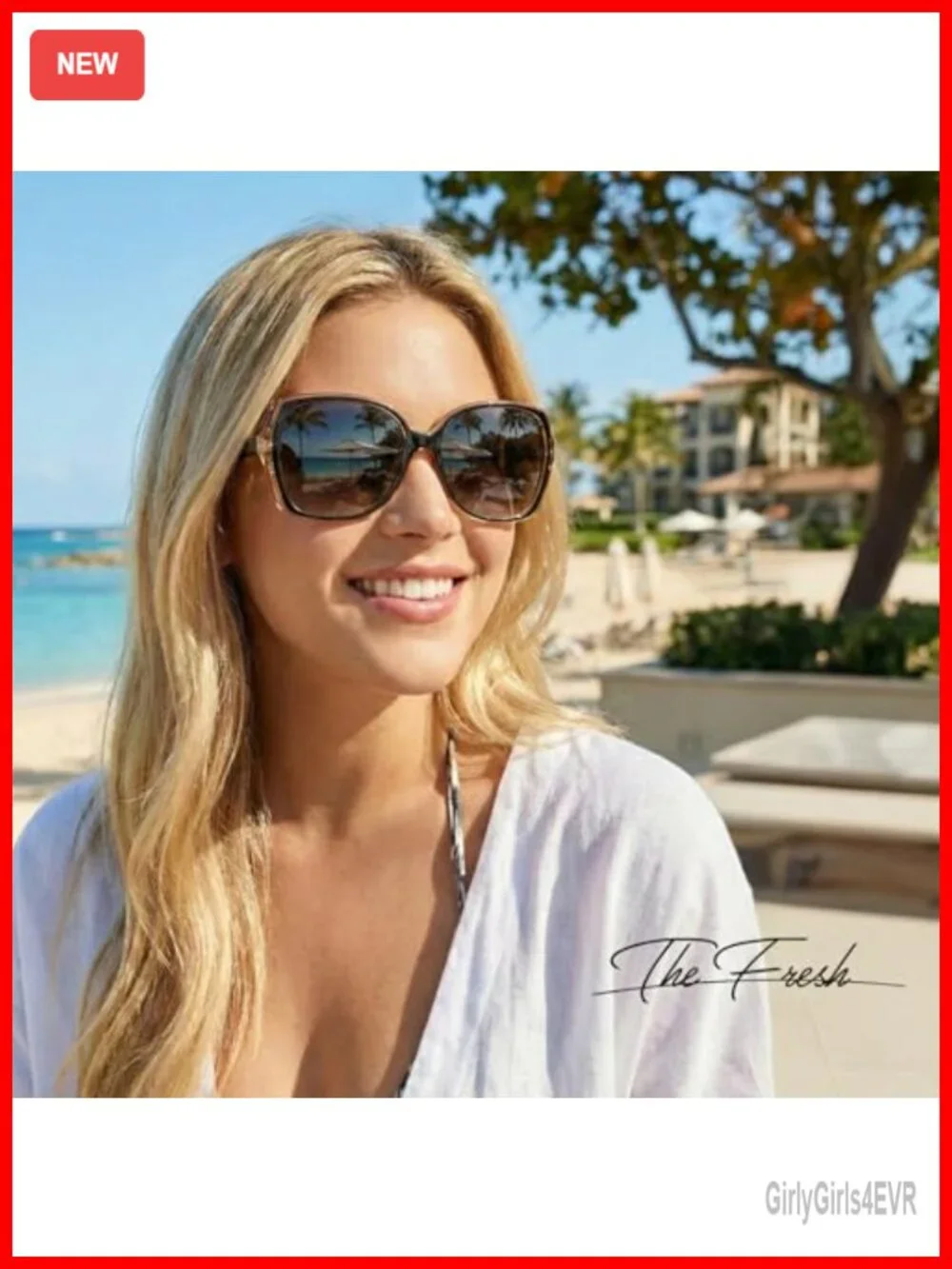 Oversized Cat Eye Hybrid Sunglasses with UV Protection